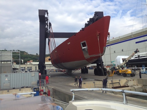 Image for article Perini Navi 70m C.2227 arrives in La Spezia to continue construction
